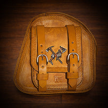 Load image into Gallery viewer, Motorcycle Trunk Bag, Custom Art Fits All Brands of Motorcycles w/ Rear Luggage Rack, Indian Tan