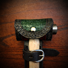 Load image into Gallery viewer, Ball Peen Hammer Carrier for Motorcycles, Alligator Print Leather On Black Leather