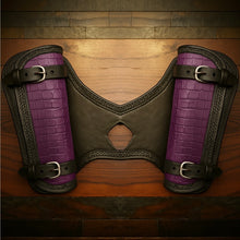 Load image into Gallery viewer, Heat Shield for Indian Scout Motorcycles, Double Pouch, Genuine Purple American Alligatore