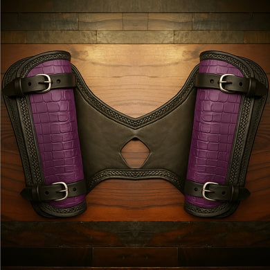 Heat Shield for Indian Scout Motorcycles, Double Pouch, Genuine Purple American Alligatore