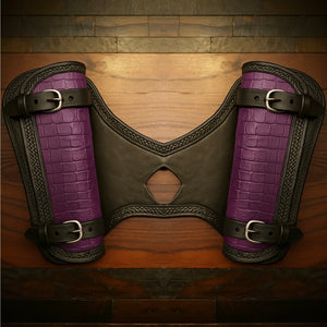 Heat Shield for Indian Scout Motorcycles, Double Pouch, Genuine Purple American Alligatore