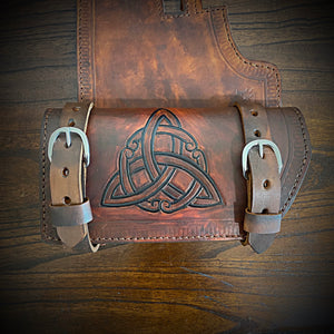 Heat shield for Harley Davidson, Two Pouches - Custom Art, Brown