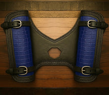 Load image into Gallery viewer, Heat Shield for Indian Scout Motorcycles, Double Pouch, Blue Alligator Print