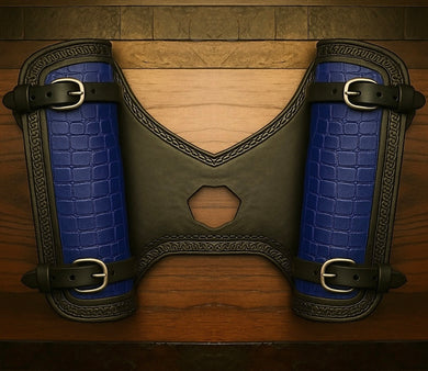 Heat Shield for Indian Scout Motorcycles, Double Pouch, Genuine Blue American Alligator