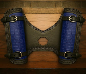 Heat Shield for Indian Scout Motorcycles, Double Pouch, Blue Alligator Print