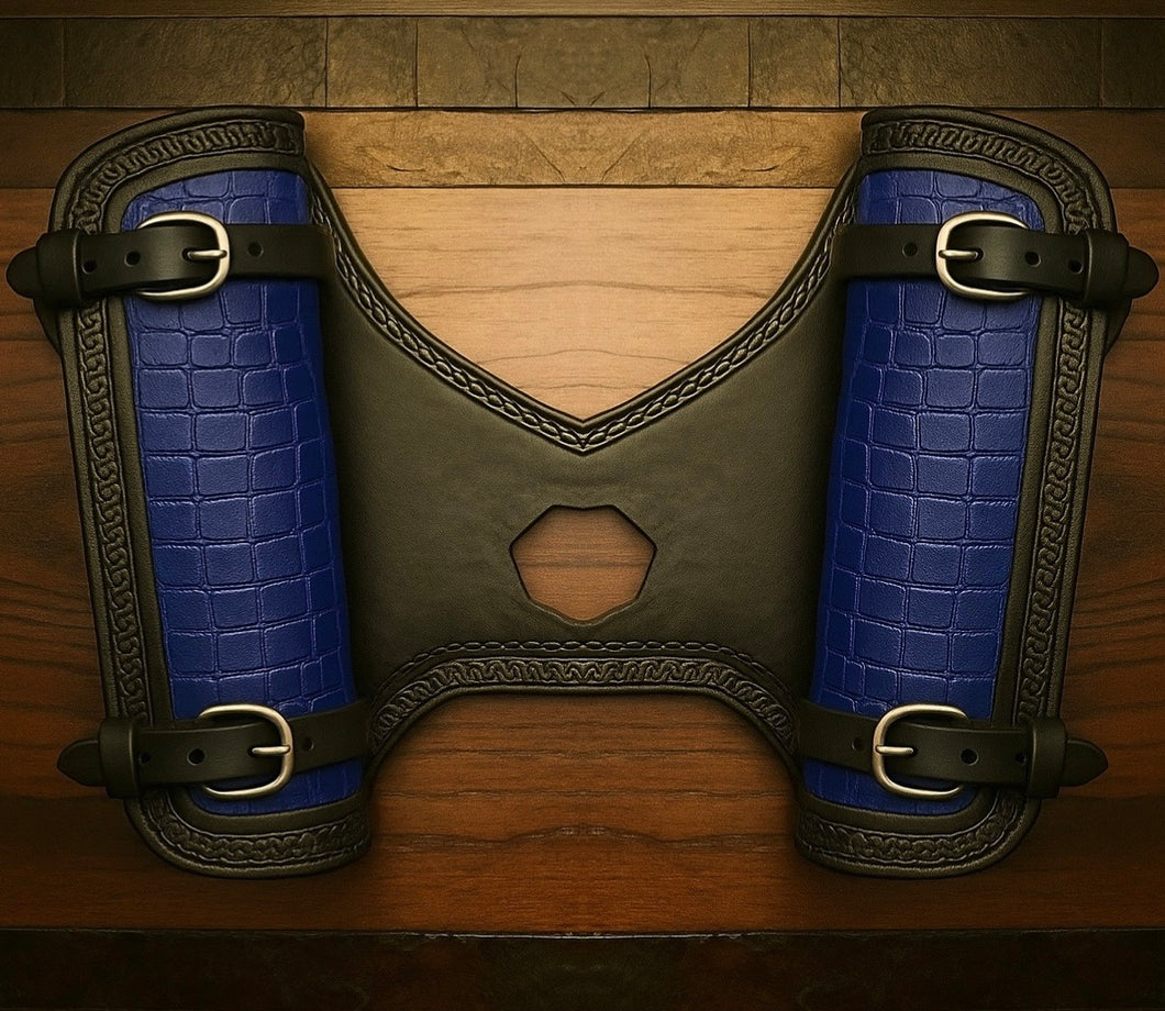 Heat Shield for Indian Scout Motorcycles, Double Pouch, Blue Alligator Print