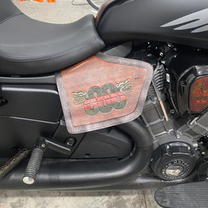 Heat Shield for Indian Challenger and Pursuit Motorcycles - Maquizcoatl Aztec Double headed Snake Art