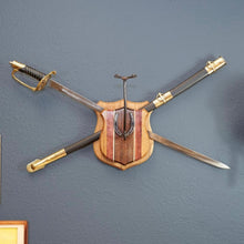 Load image into Gallery viewer, Wood &amp; Metal Cavalry Hat, Spurs &amp; Saber Rack