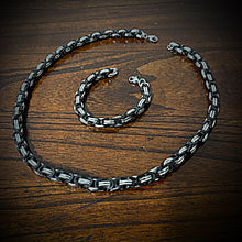 Load image into Gallery viewer, 24&quot; Black &amp; Stainless Steel Necklace &amp; Bracelet Combo