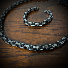 Load image into Gallery viewer, 24&quot; Black &amp; Stainless Steel Necklace &amp; Bracelet Combo
