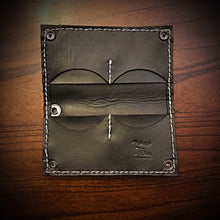 Load image into Gallery viewer, Long Biker Exotic Leather Wallet with Chain - Genuine Black Elephant w/ White Stitching