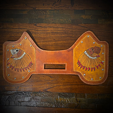 Heat Shield - Life & Death Art, Metal Studs, & Suede Backing, You Choose the Color of Stitching- Fits Indian Chief, Chieftain, Springfield, Vintage and Roadmaster (Ships Now) (Clearance Sale)