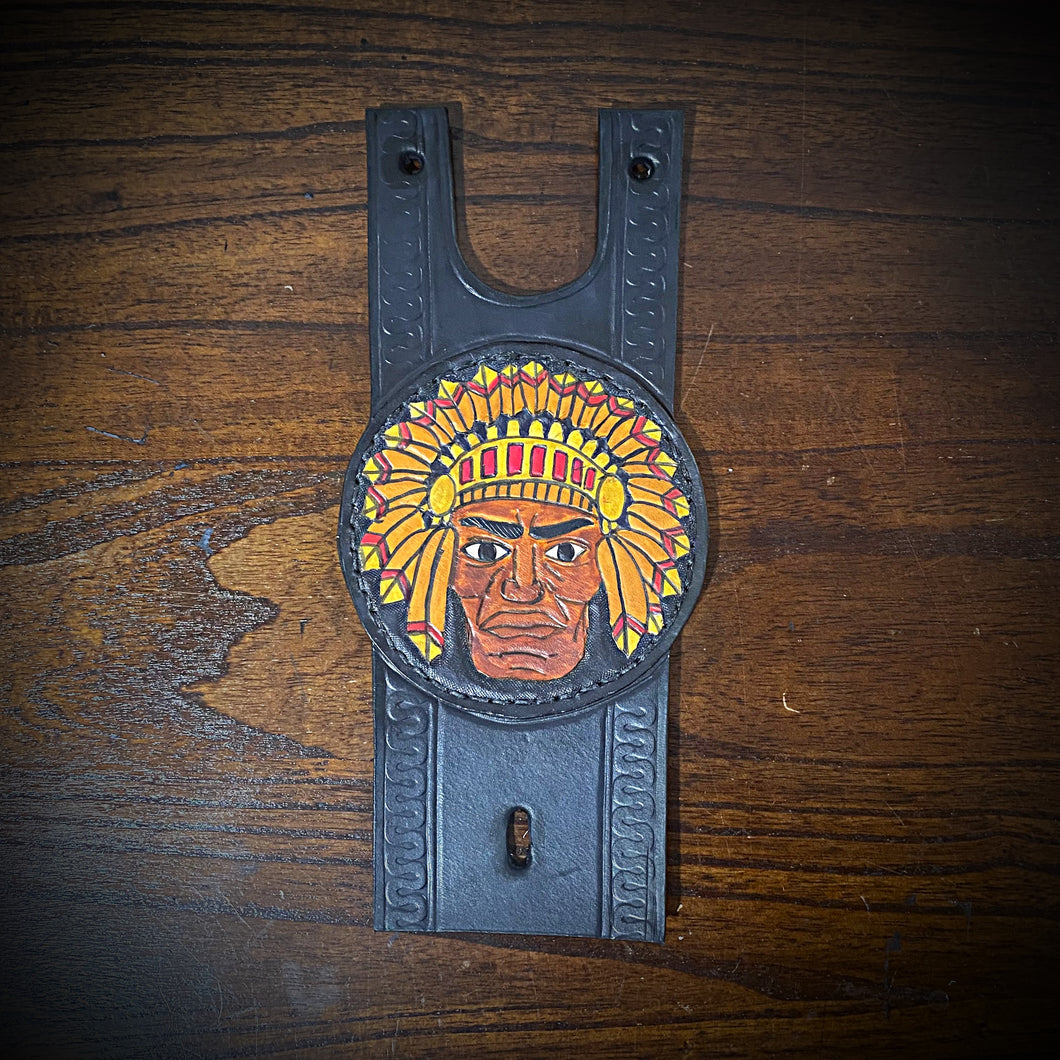 Tank Bib - Small, Round, Native Warbonnet Fits Indian Roadmaster, Springfield & Chieftain, Black (Ships Now) Clearance Sale