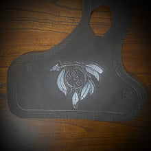 Load image into Gallery viewer, Heat Shield for Indian Scout Motorcycles, Dreamcatcher Arrow, Black &amp; Grey Art