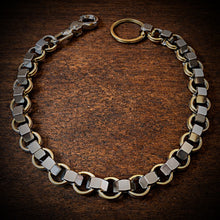Load image into Gallery viewer, Chainmail Chain - Nuts of Steel - steel nuts, brass rings