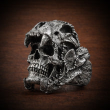 Load image into Gallery viewer, Aztec Jaguar Warrior Skull Ring