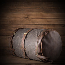 Load image into Gallery viewer, Leather Motorcycle Duffel Bag Distressed Black &amp; Brown