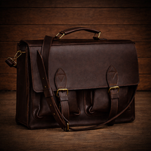 Load image into Gallery viewer, Leather Business Messenger Bag, Brown