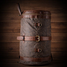 Load image into Gallery viewer, Leather Motorcycle Duffel Bag Distressed Black &amp; Brown