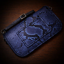 Load image into Gallery viewer, Clutch - Genuine Python, Blue