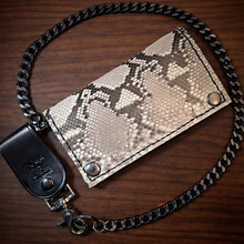 Load image into Gallery viewer, Long Biker Exotic Leather Wallet with Chain - Genuine Python