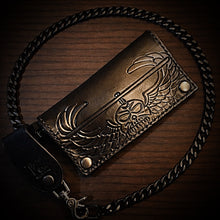 Load image into Gallery viewer, Long Biker Leather Wallet with Chain - Custom Art, Black