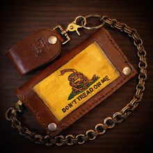 Load image into Gallery viewer, Long Biker Leather Wallet with Chain 
- Custom Art, Brown