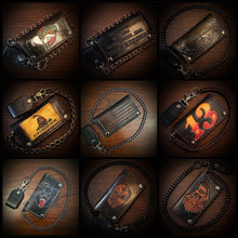 Load image into Gallery viewer, Long Biker Leather Wallet with Chain - Custom Art, Black