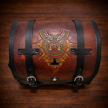 Load image into Gallery viewer, Motorcycle Trunk Bag, Custom Art Fits All Brands of Motorcycles w/ Rear Luggage Rack, Brown