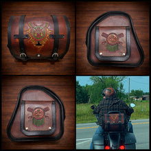 Load image into Gallery viewer, Motorcycle Trunk Bag, Custom Art Fits All Brands of Motorcycles w/ Rear Luggage Rack, Brown