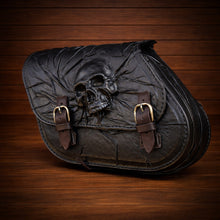 Load image into Gallery viewer, Swing Arm Bag - Fits Indian Scout &amp; Chief Models, Nightmare Skull, Black