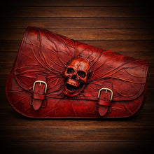 Load image into Gallery viewer, Swing Arm Bag - Made To Fit Your Bike, Nightmare Skull, Red