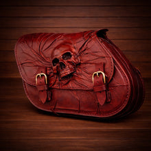 Load image into Gallery viewer, Swing Arm Bag - Fits Indian Scout &amp; Chief Models, Nightmare Skull, red