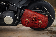 Load image into Gallery viewer, Swing Arm Bag - Made To Fit Your Bike, Nightmare Skull, Red