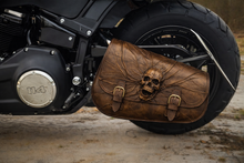 Load image into Gallery viewer, Swing Arm Bag - Made To Fit Your Bike, Nightmare Skull, Brown