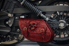 Load image into Gallery viewer, Swing Arm Bag - Fits Indian Scout &amp; Chief Models, Nightmare Skull, red