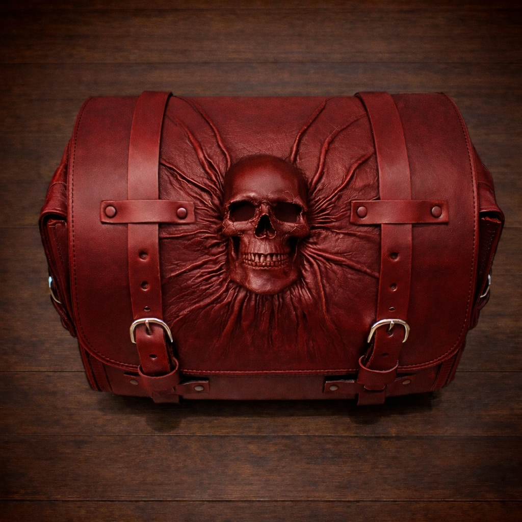 Motorcycle Trunk Bag, Nightmare Skull Fits All Brands of