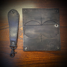 Load image into Gallery viewer, Long Biker Leather Wallet with Chain, The Nightmare, Black (Ships Now) Clearance Sale