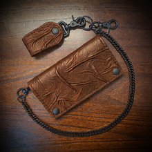Load image into Gallery viewer, Long Biker Leather Wallet with Chain, The Nightmare, Brown