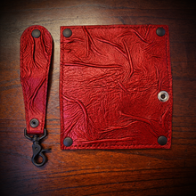 Load image into Gallery viewer, Long Biker Leather Wallet with Chain, The Nightmare, Red