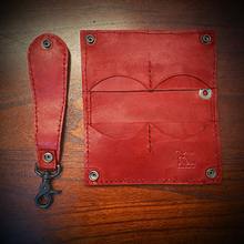 Load image into Gallery viewer, Long Biker Leather Wallet with Chain, The Nightmare, Red