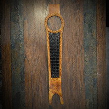 Load image into Gallery viewer, Tank Bib - Fits Indian Scout, Custom Colors Alligator Print Over Tan Leather