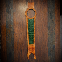 Load image into Gallery viewer, Tank Bib - Fits Indian Scout, Custom Colors Alligator Print Over Tan Leather