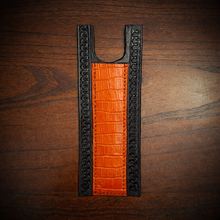 Load image into Gallery viewer, Tank Bib - Fits Indian Roadmaster, Chieftain, &amp; Springfield - Alligator Print Over Black Leather