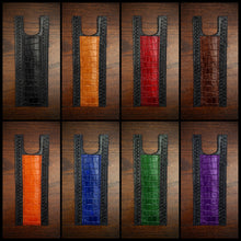 Load image into Gallery viewer, Tank Bib - Fits Indian Roadmaster, Chieftain, &amp; Springfield - Alligator Print Over Black Leather