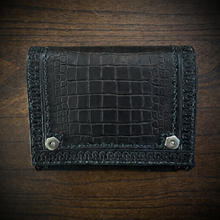 Load image into Gallery viewer, Motorcycle Windshield Bag - Alligator Print With Different Colors To Choose, On Black Leather, Customized To Fit Any Bike