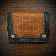 Load image into Gallery viewer, Motorcycle Windshield Bag - Alligator Print With Different Colors To Choose, On Black Leather, Customized To Fit Any Bike