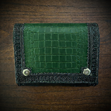 Load image into Gallery viewer, Motorcycle Windshield Bag - Alligator Print With Different Colors To Choose, On Black Leather, Customized To Fit Any Bike