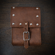 Load image into Gallery viewer, Rear Crash Bar Bag - Custom Art, w/ Dome Studs, Brown