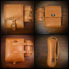 Load image into Gallery viewer, Rear Crash Bar Bag w/ Fuel Bottle/Cup Holder - Custom Art, Indian Tan